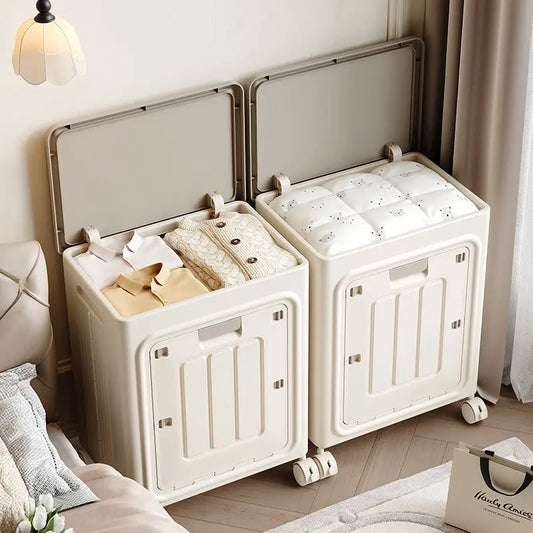 Laundry Basket with Wheels, Ventilated & Odor-Resistant,Portable Rolling Storage with Lid, Size Details in SKU Images, Assembly Guide in Main Image & Description