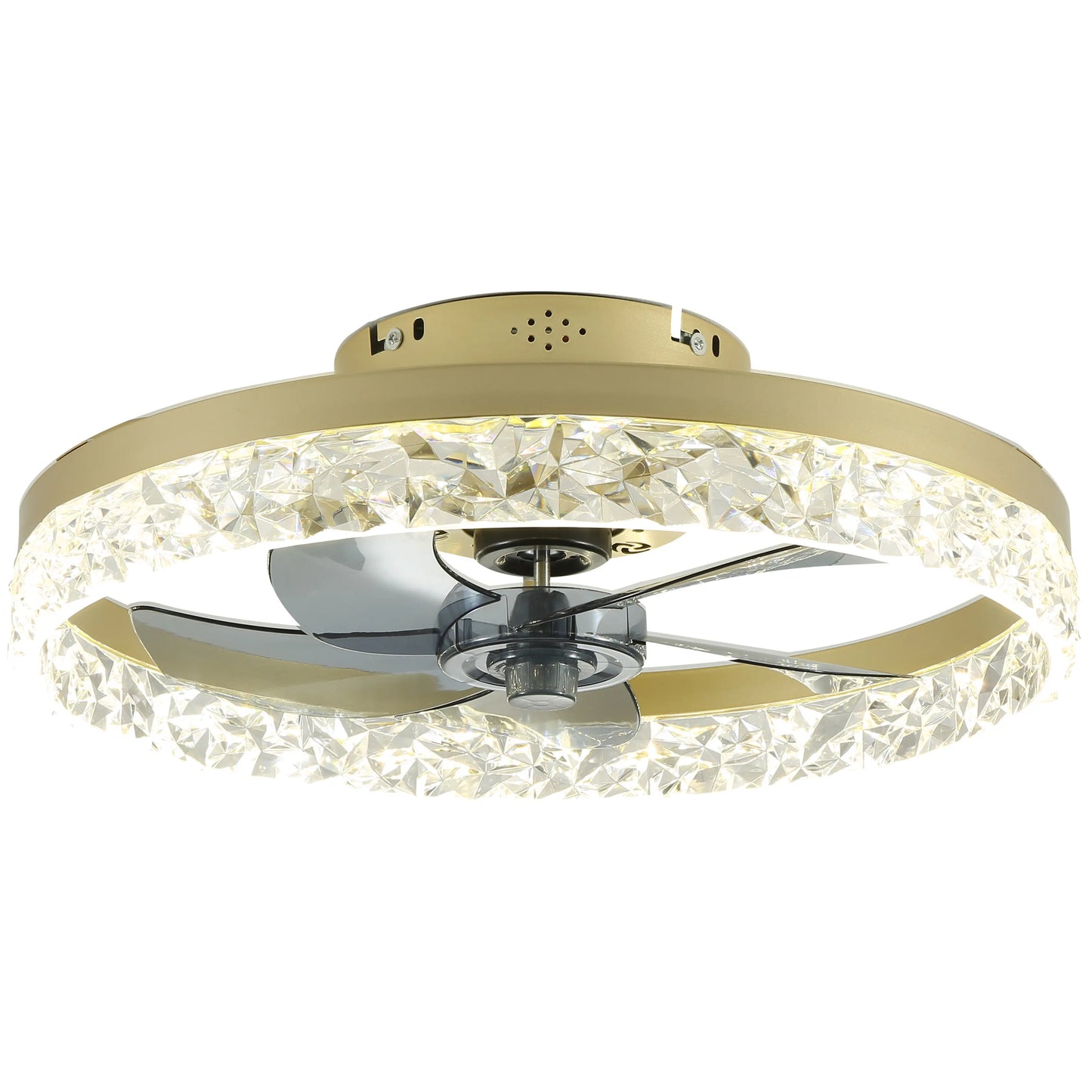 Ceiling Fan with Light, 19.7" Low Profile Flush Mount Ceiling Fans, 3 Color Dimmable LED, 6 Wind Speeds Timing, Remote Control