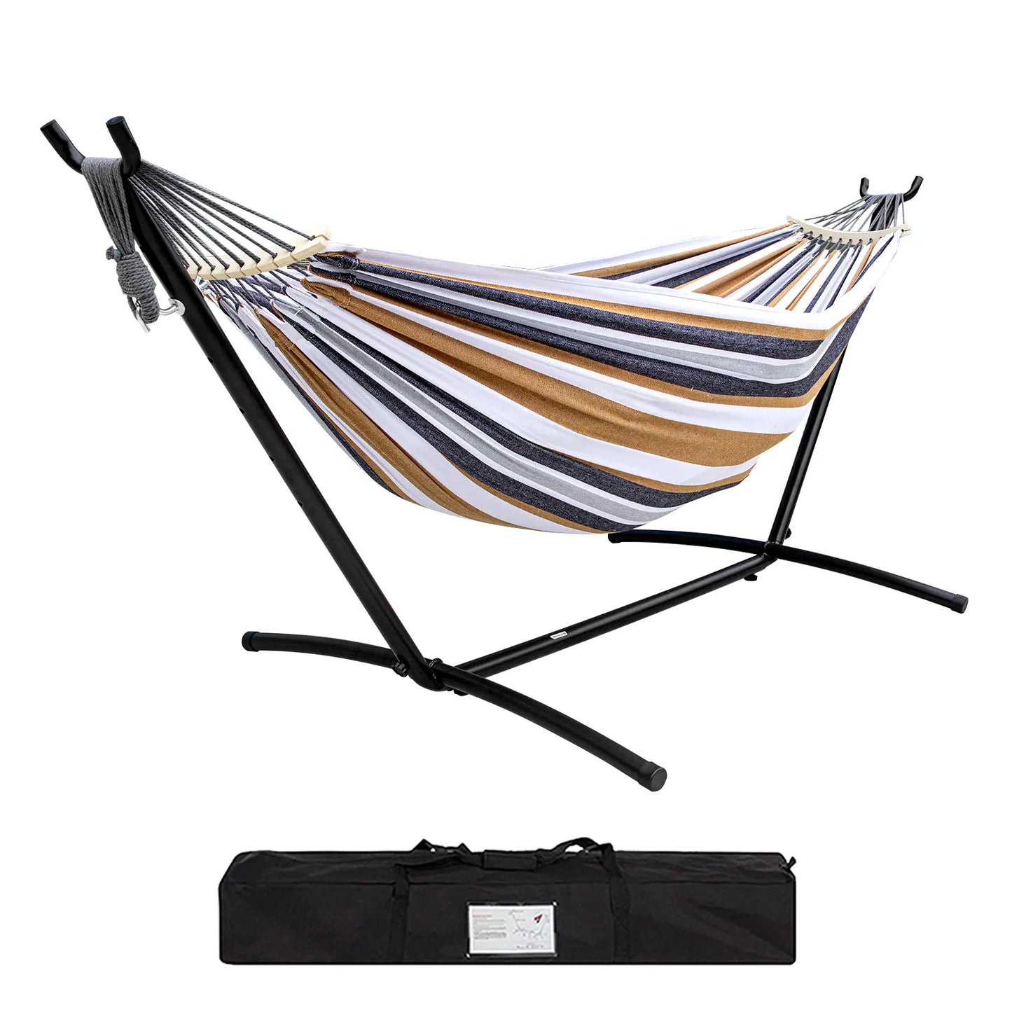Portable Hammock with Steel Stand, 450lb Capacity, Anti-Roll Balance Beams & Premium Carry Bag