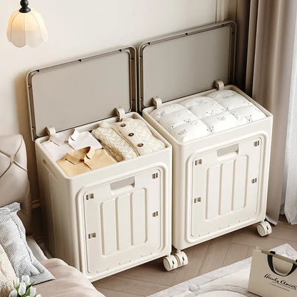 Laundry Basket with Wheels, Ventilated & Odor-Resistant,Portable Rolling Storage with Lid, Size Details in SKU Images, Assembly Guide in Main Image & Description