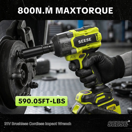 3-in-1 Cordless Impact Wrench, 590 FT-LBS (800N.m), 3200 IPM, 1/2" High Torque Impact Gun, 21V 2x4.0Ah Battery, LED Light, 9 Sockets, 6 Drills, 6 Screws & Case, for Home & Car Tire Lug Nut
