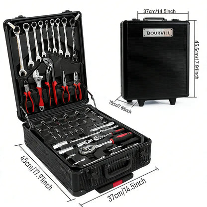 899-Piece Portable Tool Kit – Wheeled Metal Cabinet & Aluminum Alloy Storage