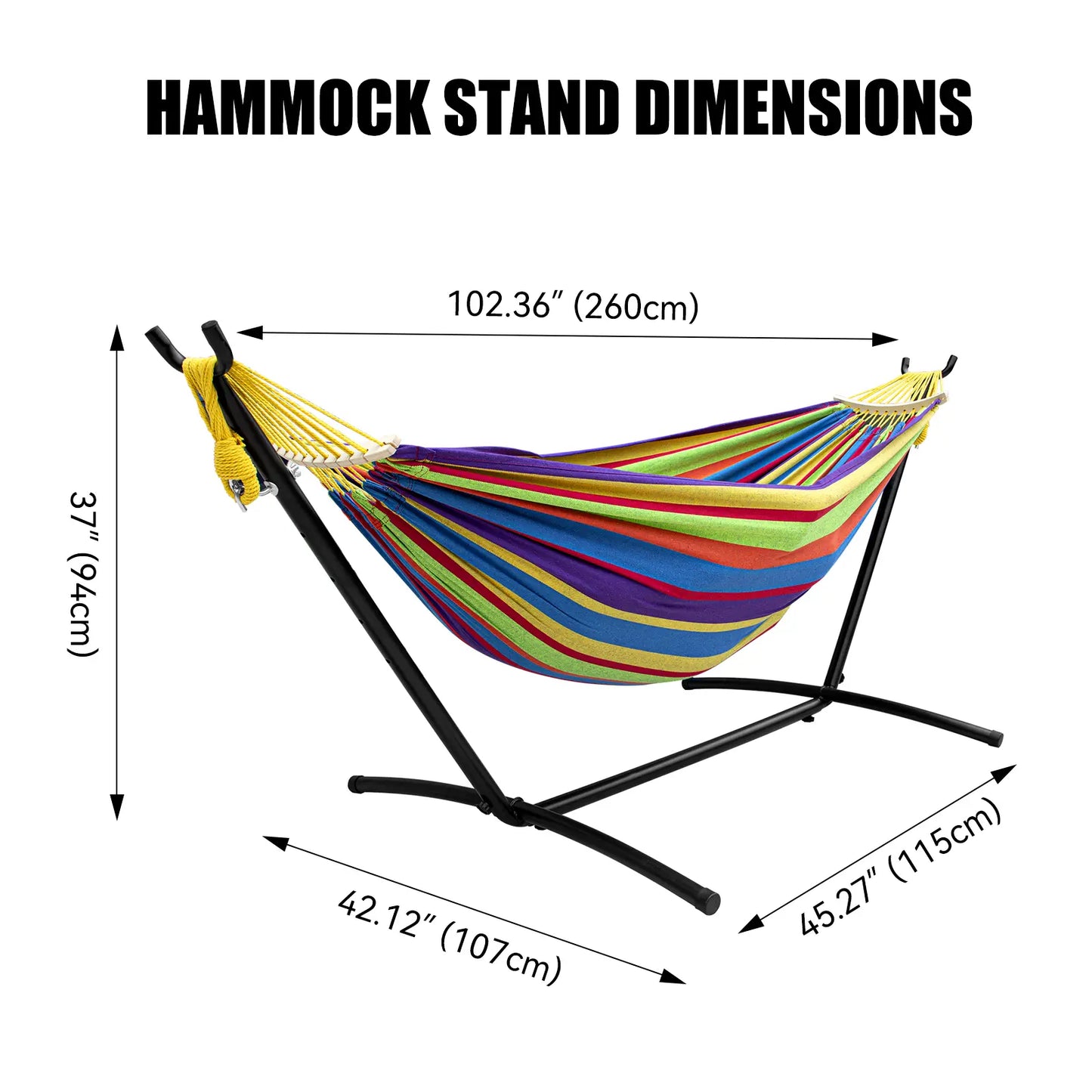 Portable Hammock with Steel Stand, 450lb Capacity, Anti-Roll Balance Beams & Premium Carry Bag
