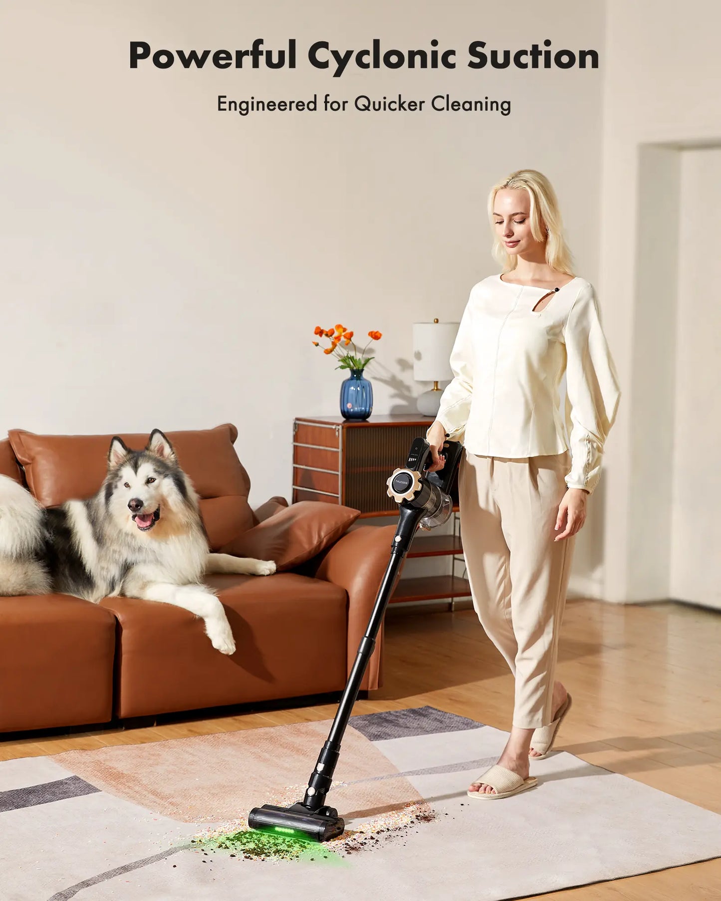 【2026 Upgraded】8-in-1 Cordless Upright Vacuum Cleaner, 45-Min Runtime, 33 kPa Suction, Lightweight, for Home, Hardwood Floors, Carpets & Pet Hair