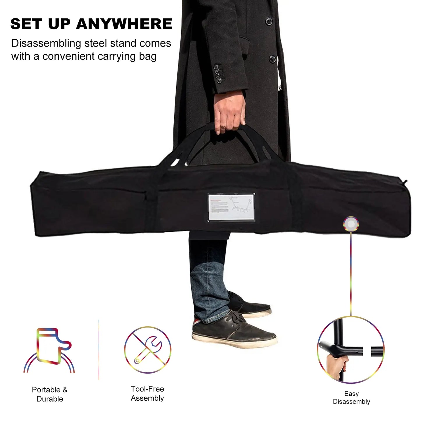 Portable Hammock with Steel Stand, 450lb Capacity, Anti-Roll Balance Beams & Premium Carry Bag