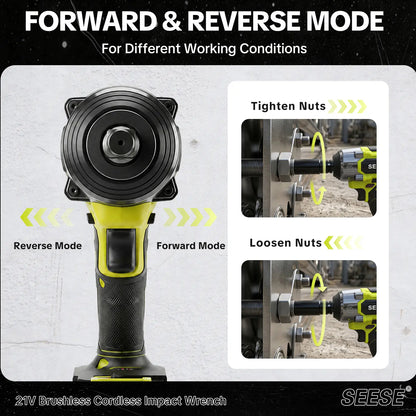 3-in-1 Cordless Impact Wrench, 590 FT-LBS (800N.m), 3200 IPM, 1/2" High Torque Impact Gun, 21V 2x4.0Ah Battery, LED Light, 9 Sockets, 6 Drills, 6 Screws & Case, for Home & Car Tire Lug Nut