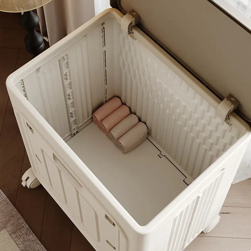 Laundry Basket with Wheels, Ventilated & Odor-Resistant,Portable Rolling Storage with Lid, Size Details in SKU Images, Assembly Guide in Main Image & Description