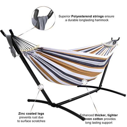 Portable Hammock with Steel Stand, 450lb Capacity, Anti-Roll Balance Beams & Premium Carry Bag