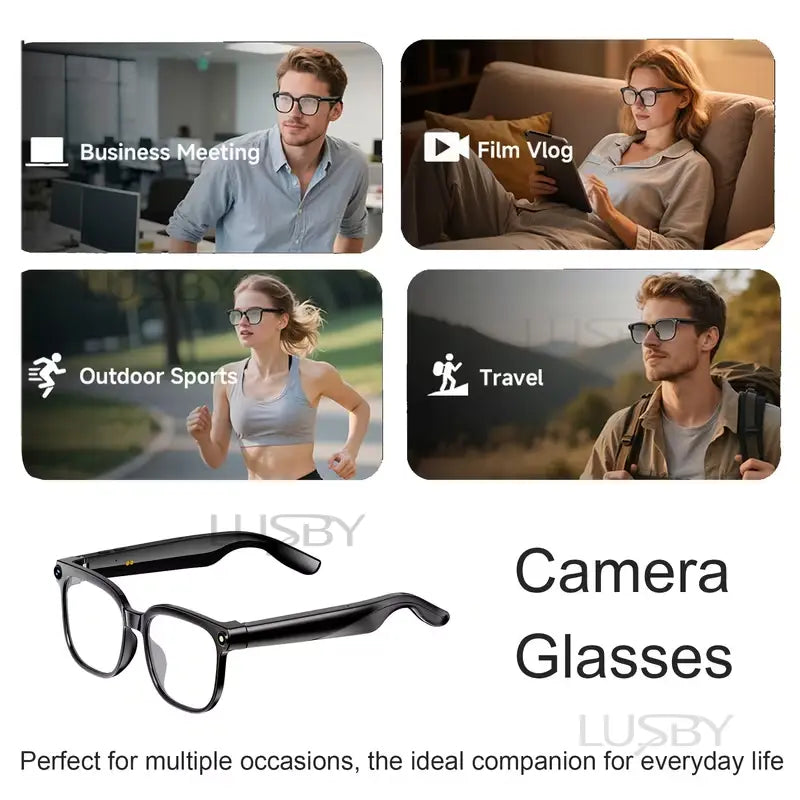 Smart AI Camera Glasses with 8MP Photochromic Lenses ,Button Touch Adjustment for Travel Outdoor Adventures Hands-Free Photography 160+Languages Real-Time Translation Bluetooth Wireless Wearable Video Recording UV Protection ,gift