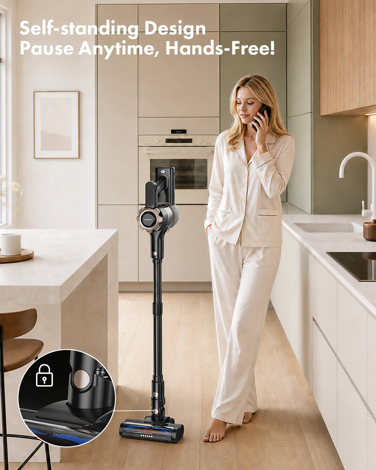 【2026 Upgraded】8-in-1 Cordless Upright Vacuum Cleaner, 45-Min Runtime, 33 kPa Suction, Lightweight, for Home, Hardwood Floors, Carpets & Pet Hair