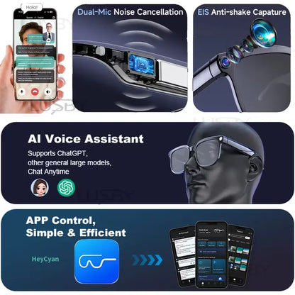 Smart AI Camera Glasses with 8MP Photochromic Lenses ,Button Touch Adjustment for Travel Outdoor Adventures Hands-Free Photography 160+Languages Real-Time Translation Bluetooth Wireless Wearable Video Recording UV Protection ,gift