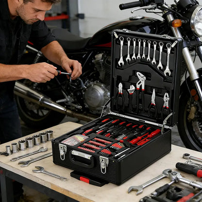 899-Piece Portable Tool Kit – Wheeled Metal Cabinet & Aluminum Alloy Storage