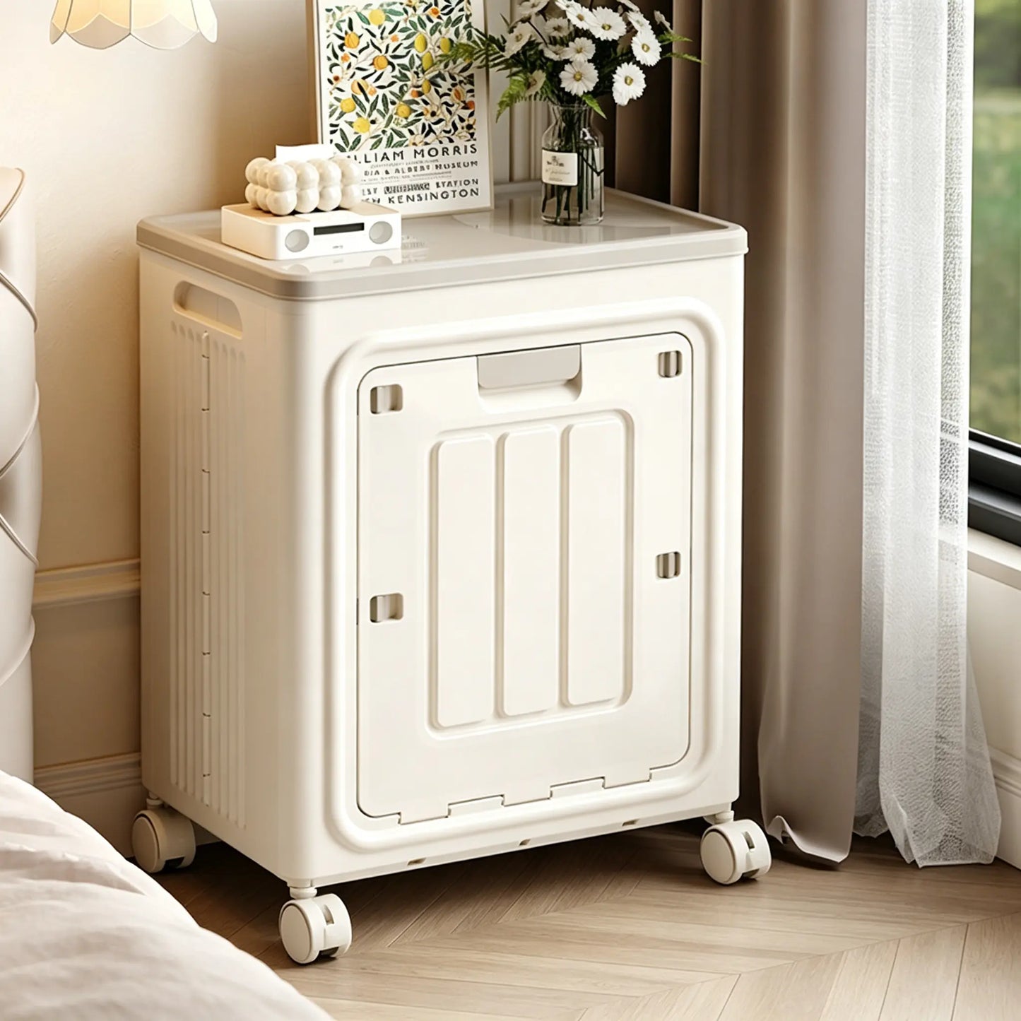 Laundry Basket with Wheels, Ventilated & Odor-Resistant,Portable Rolling Storage with Lid, Size Details in SKU Images, Assembly Guide in Main Image & Description