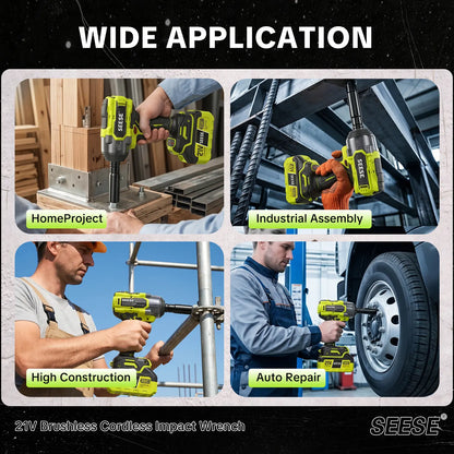 3-in-1 Cordless Impact Wrench, 590 FT-LBS (800N.m), 3200 IPM, 1/2" High Torque Impact Gun, 21V 2x4.0Ah Battery, LED Light, 9 Sockets, 6 Drills, 6 Screws & Case, for Home & Car Tire Lug Nut