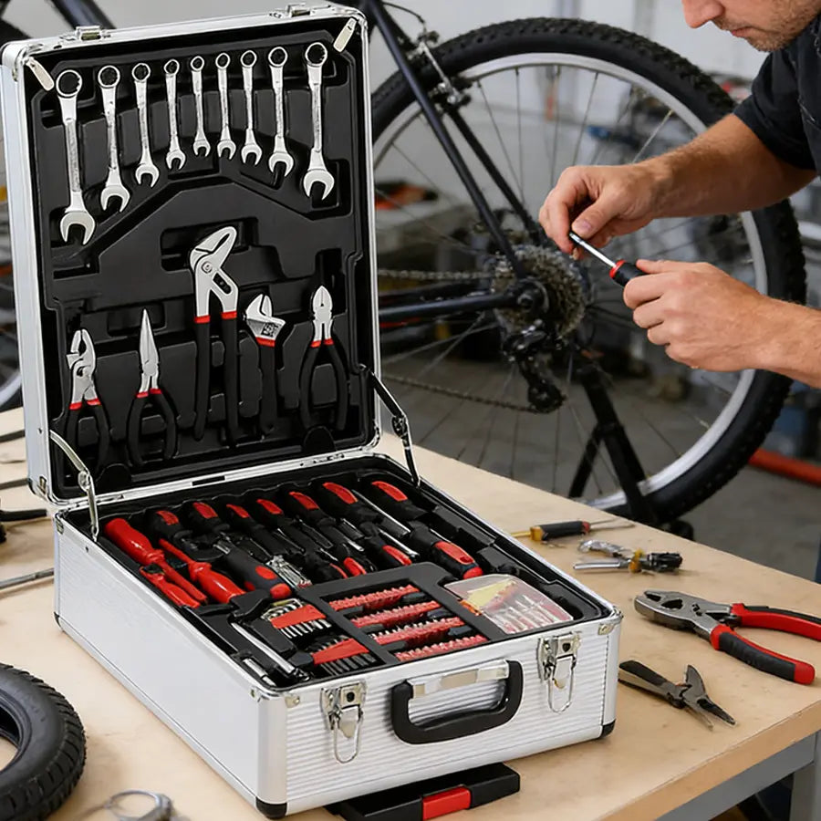 899-Piece Portable Tool Kit – Wheeled Metal Cabinet & Aluminum Alloy Storage