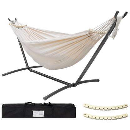 Portable Hammock with Steel Stand, 450lb Capacity, Anti-Roll Balance Beams & Premium Carry Bag