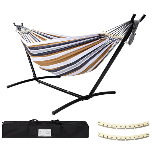 Portable Hammock with Steel Stand, 450lb Capacity, Anti-Roll Balance Beams & Premium Carry Bag