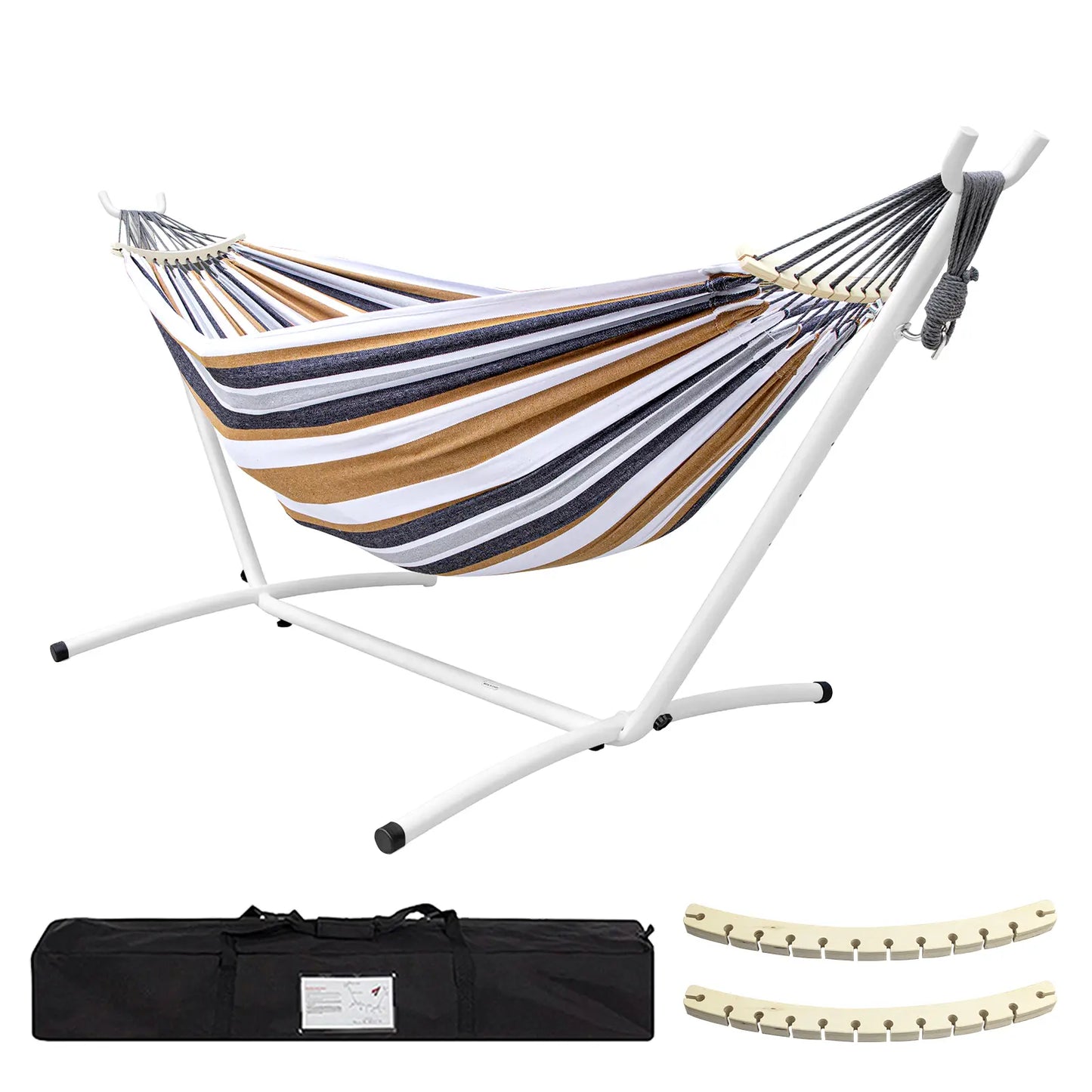 Portable Hammock with Steel Stand, 450lb Capacity, Anti-Roll Balance Beams & Premium Carry Bag