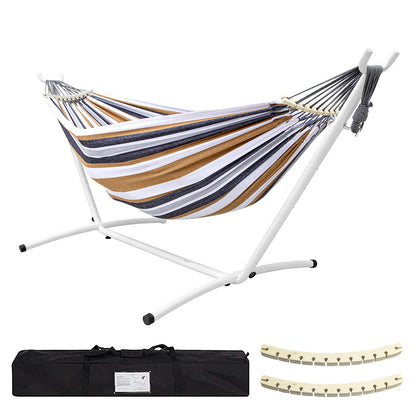 Portable Hammock with Steel Stand, 450lb Capacity, Anti-Roll Balance Beams & Premium Carry Bag