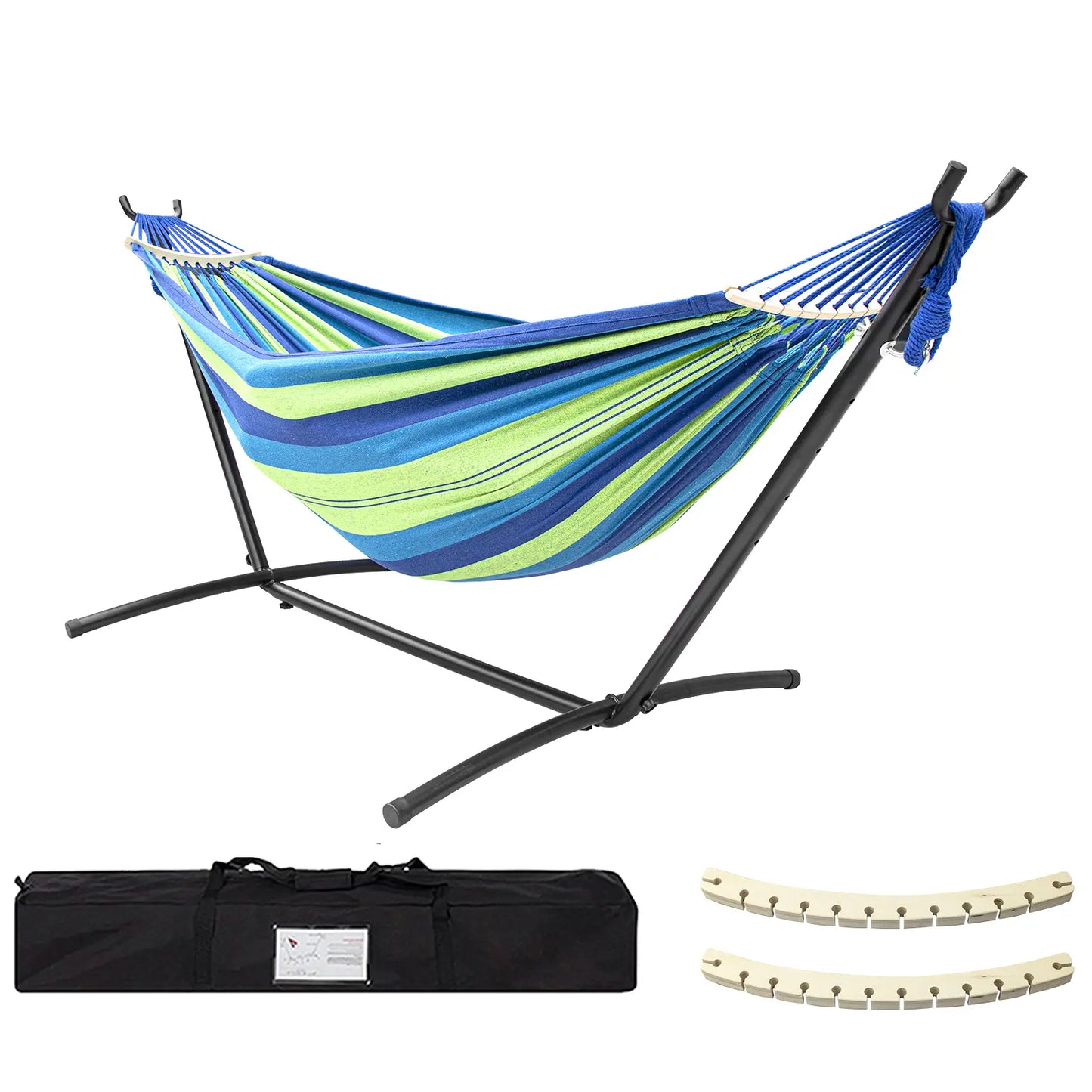 Portable Hammock with Steel Stand, 450lb Capacity, Anti-Roll Balance Beams & Premium Carry Bag