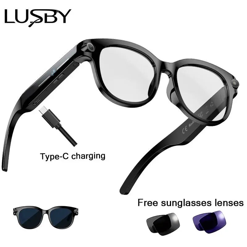 Smart AI Camera Glasses with 8MP Photochromic Lenses ,Button Touch Adjustment for Travel Outdoor Adventures Hands-Free Photography 160+Languages Real-Time Translation Bluetooth Wireless Wearable Video Recording UV Protection ,gift