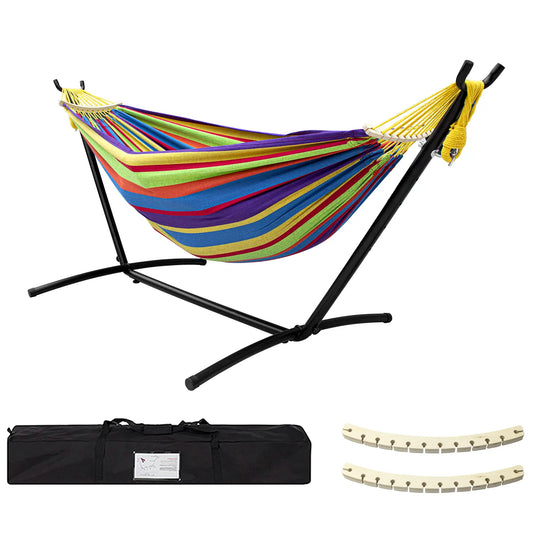 Portable Hammock with Steel Stand, 450lb Capacity, Anti-Roll Balance Beams & Premium Carry Bag